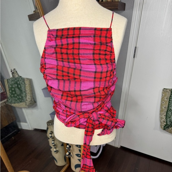 Free people Plaid Pink and Red Women's Skirt - Picture 1 of 5